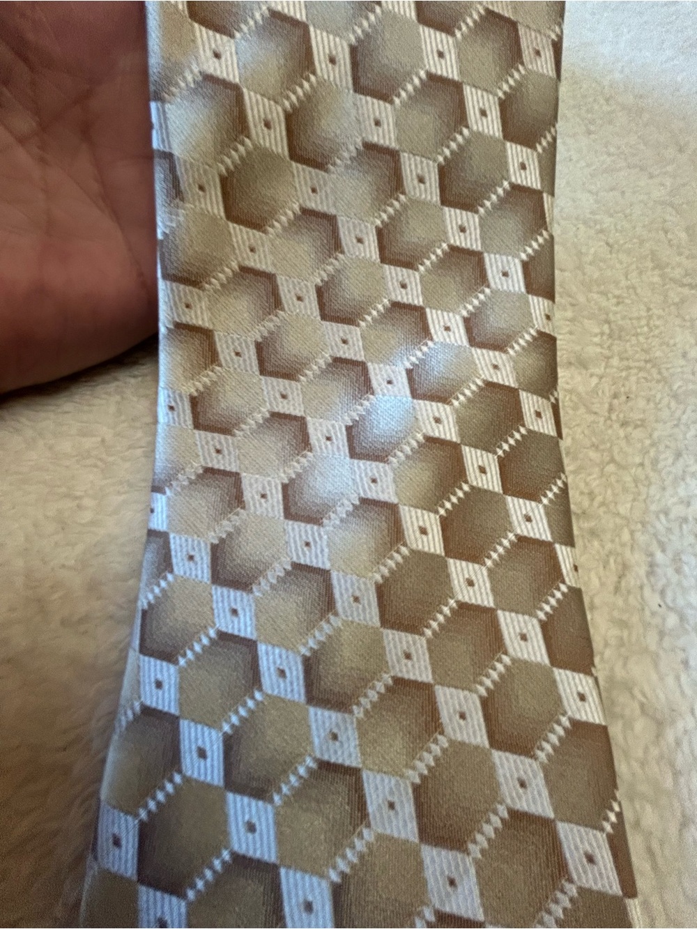 🎁3 for $30 - Classic Geometric Silk Tie in Champagne
